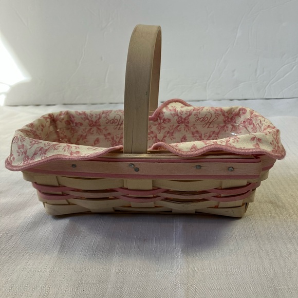 Longaberger Bundle, Breast Cancer Basket W/ Liner & Protector & Tote - Picture 9 of 13